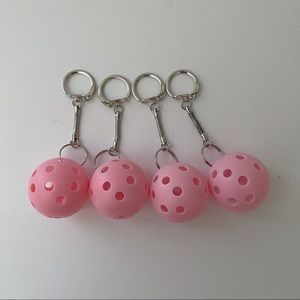 🆕 Pack of 4 New Pink Pickleball Keychains